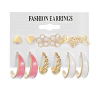 Fashion Heart Shape Butterfly Bow Knot Imitation Pearl Alloy Inlay Rhinestones Women's Earrings 1 Set main image 4