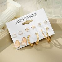 Fashion Heart Shape Butterfly Bow Knot Imitation Pearl Alloy Inlay Rhinestones Women's Earrings 1 Set sku image 1