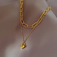 Fashion Heart Shape Titanium Steel Necklace 1 Piece sku image 1