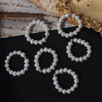 Simple Style Solid Color Pearl Beaded Rings 1 Piece main image 4