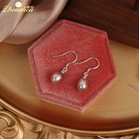 Elegant Geometric Pearl Sterling Silver Drop Earrings 1 Pair main image 3
