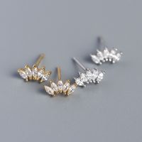 Fashion Sector Silver Plating Zircon Ear Studs 1 Pair main image 1