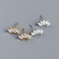 Fashion Sector Silver Plating Zircon Ear Studs 1 Pair main image 6