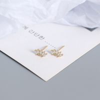 Fashion Sector Silver Plating Zircon Ear Studs 1 Pair main image 2
