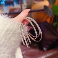 Fashion Geometric Copper Inlay Artificial Pearls Rhinestones Hoop Earrings 1 Pair sku image 8