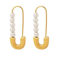 Fashion Geometric Titanium Steel Plating Artificial Pearls Earrings 1 Pair main image 2