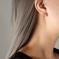 Fashion Geometric Titanium Steel Plating Zircon Earrings 1 Pair sku image 3