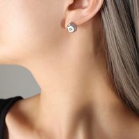Fashion Geometric Titanium Steel Plating Zircon Earrings 1 Pair sku image 1