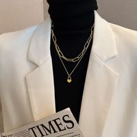 Mode Forme De Cœur Acier Au Titane Collier 1 Pièce main image 2