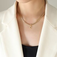 Estilo Francés Letra Acero Titanio Cobre Enchapado Embutido Circón Collar Colgante 1 Pieza sku image 3