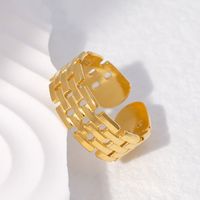 Retro Geometric Stainless Steel Plating Open Ring main image 2