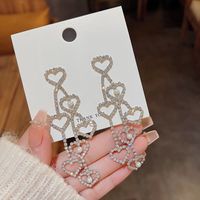 Fashion Tassel Heart Shape Bow Knot Imitation Pearl Copper Inlay Rhinestones Drop Earrings 1 Pair sku image 62