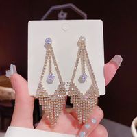 Fashion Tassel Heart Shape Bow Knot Imitation Pearl Copper Inlay Rhinestones Drop Earrings 1 Pair sku image 40