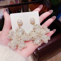 1 Pair Sweet Heart Shape Butterfly Bow Knot Inlay Copper Artificial Pearls Rhinestones Earrings sku image 150