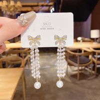 1 Pair Sweet Heart Shape Butterfly Bow Knot Inlay Copper Artificial Pearls Rhinestones Earrings sku image 140