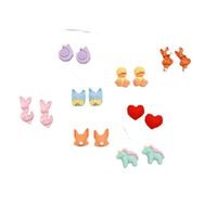 Simple Style Animal Heart Shape Plastic Epoxy Women's Ear Studs 1 Pair main image 5