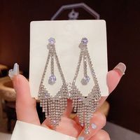 Fashion Tassel Heart Shape Bow Knot Imitation Pearl Copper Inlay Rhinestones Drop Earrings 1 Pair sku image 41