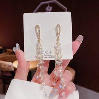 Fashion Tassel Heart Shape Bow Knot Imitation Pearl Copper Inlay Rhinestones Drop Earrings 1 Pair sku image 24