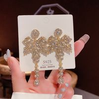 Fashion Tassel Heart Shape Bow Knot Imitation Pearl Copper Inlay Rhinestones Drop Earrings 1 Pair sku image 58