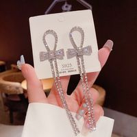 Fashion Tassel Heart Shape Bow Knot Imitation Pearl Copper Inlay Rhinestones Drop Earrings 1 Pair sku image 29