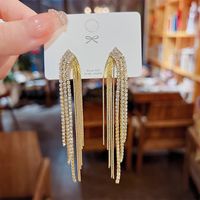 Fashion Tassel Heart Shape Bow Knot Imitation Pearl Copper Inlay Rhinestones Drop Earrings 1 Pair sku image 22