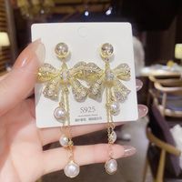 1 Pair Sweet Heart Shape Butterfly Bow Knot Inlay Copper Artificial Pearls Rhinestones Earrings sku image 118