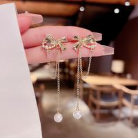 1 Pair Sweet Heart Shape Butterfly Bow Knot Inlay Copper Artificial Pearls Rhinestones Earrings sku image 26