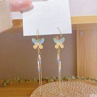 1 Pair Sweet Heart Shape Butterfly Bow Knot Inlay Copper Artificial Pearls Rhinestones Earrings sku image 130