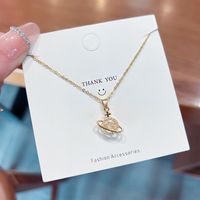 Fashion Planet Titanium Steel Plating Hollow Out Inlay Zircon Pendant Necklace 1 Piece main image 3