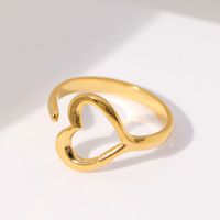 Sweet Simple Style Heart Shape Stainless Steel Plating Hollow Out Open Rings sku image 1