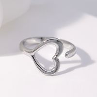 Sweet Simple Style Heart Shape Stainless Steel Plating Hollow Out Open Rings sku image 2