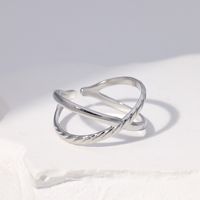 Simple Style Solid Color Stainless Steel Criss Cross Open Ring sku image 1