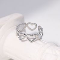 Sweet Heart Shape Stainless Steel Plating Hollow Out Open Ring 1 Piece sku image 1