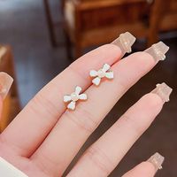 1 Pair Fashion Heart Shape Butterfly Bow Knot Inlay Imitation Pearl Alloy Rhinestones Earrings sku image 73