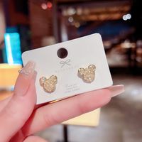 1 Pair Fashion Heart Shape Butterfly Bow Knot Inlay Imitation Pearl Alloy Rhinestones Earrings sku image 235
