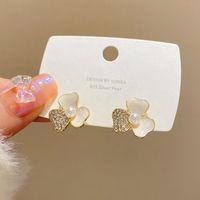 1 Pair Fashion Heart Shape Butterfly Bow Knot Inlay Imitation Pearl Alloy Rhinestones Earrings sku image 105