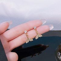 1 Pair Fashion Heart Shape Butterfly Bow Knot Inlay Imitation Pearl Alloy Rhinestones Earrings sku image 137