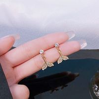 1 Pair Fashion Heart Shape Butterfly Bow Knot Inlay Imitation Pearl Alloy Rhinestones Earrings sku image 110