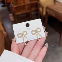 1 Pair Fashion Heart Shape Butterfly Bow Knot Inlay Imitation Pearl Alloy Rhinestones Earrings sku image 285