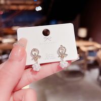 1 Pair Fashion Heart Shape Butterfly Bow Knot Inlay Imitation Pearl Alloy Rhinestones Earrings sku image 180