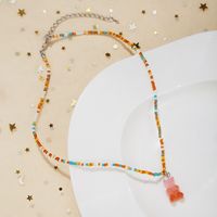 Cute Bear Resin Glass Beaded Women's Pendant Necklace main image 3
