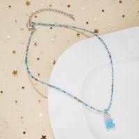 Cute Bear Resin Glass Beaded Women's Pendant Necklace sku image 3