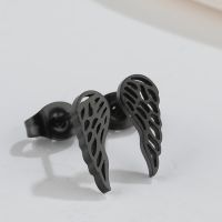 1 Pair Fashion Star Moon Wings Titanium Steel Asymmetrical Plating Hollow Out Ear Studs sku image 16