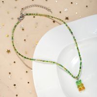 Cute Bear Resin Glass Beaded Women's Pendant Necklace main image 5