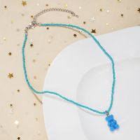 Cute Bear Resin Glass Beaded Women's Pendant Necklace sku image 4