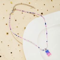 Cute Bear Resin Glass Beaded Women's Pendant Necklace sku image 6