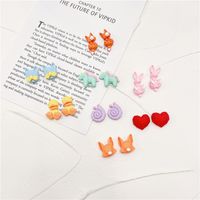 Simple Style Animal Heart Shape Plastic Epoxy Women's Ear Studs 1 Pair main image 1
