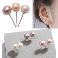 Classic Style Round Pearl Ear Studs 1 Pair main image 1