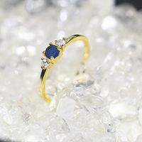 Shiny Geometric Copper Gold Plated Zircon Rings sku image 7