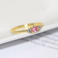 Shiny Geometric Copper Gold Plated Zircon Rings main image 2